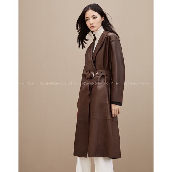 Brunello Cucinelli Leather Reversible Brown Black Coat Jacket Size 42 M - Picture 1 of 11